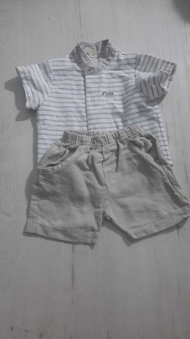 Conjunto de camisa e calças de verão para bebé dos 1 aos 2 meses