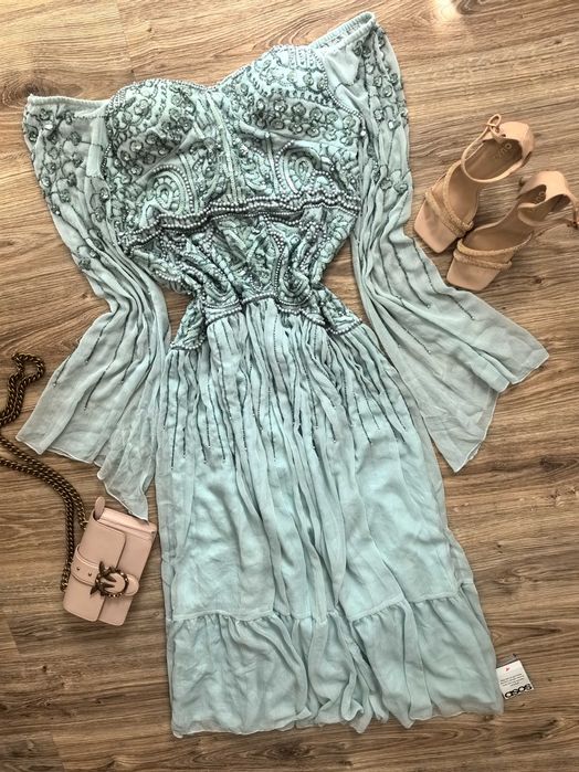 Asos piękna bogato zdobiona perełki 46 XXXL impreza wesele sylwester