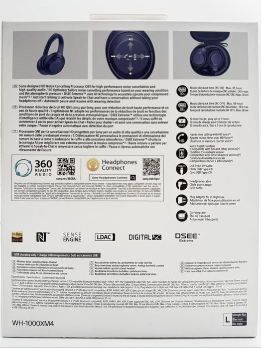 Pudełko Sony WH-1000XM4 niebieskie