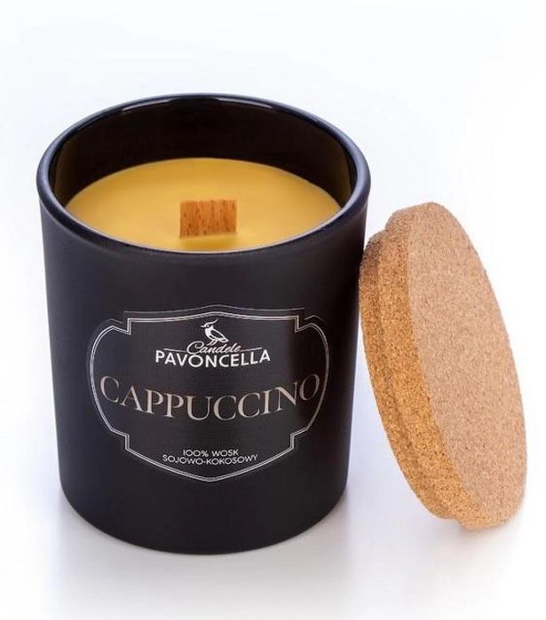 Świeczka sojowa Cappuccino czarna 135g Pavoncella oprawa: pudełko