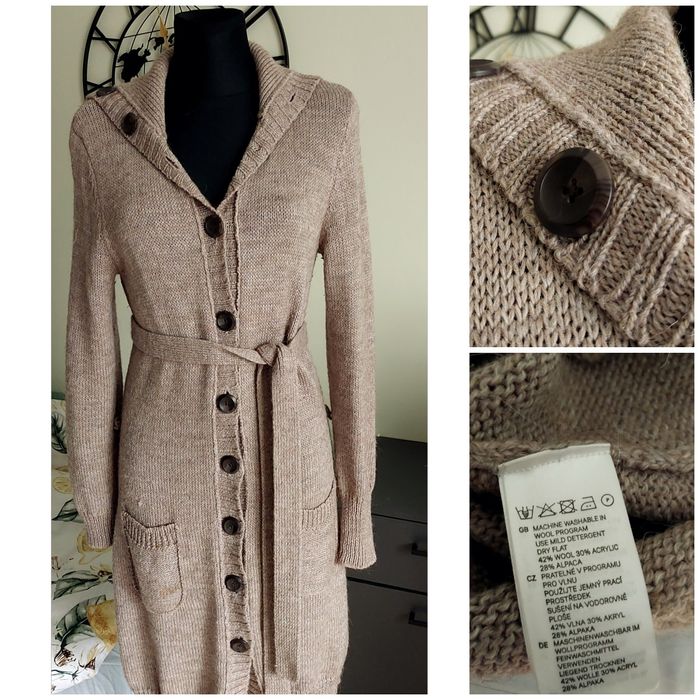 Dla wysokiej świetna jakość sweter długi kardigan wełna alpaka