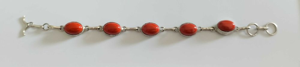 Pulseira em prata 925 e coral