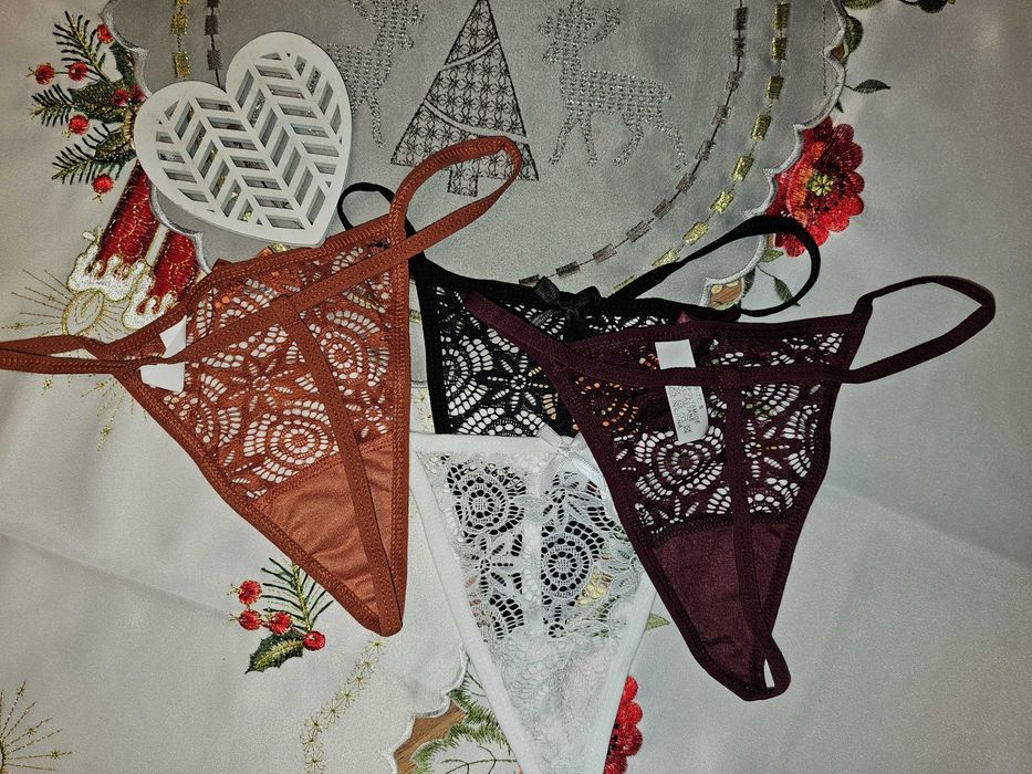 Majtki damskie stringi koronkowe M