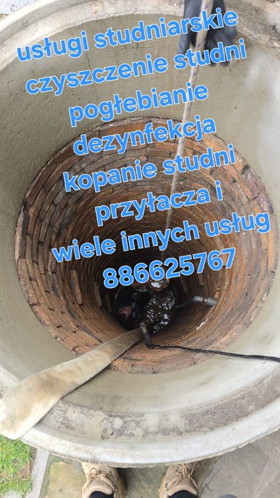 Usługi studniarskie czyszczenie studni odmulanie pogłębianie przyłącza