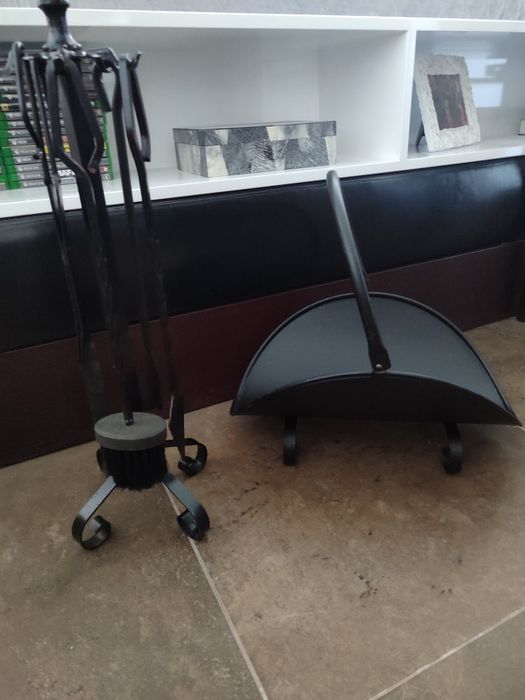 Acessórios e cesto  lareira/ madeira