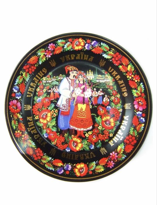 Декоративна тарілка Петриківський розпис (парочка) 13 см