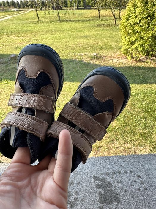 Sneakersy wiosenne rzepy BARTEK brązowo niebieskie chłopięce r.22