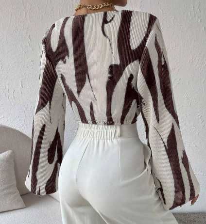 Летняя легкая короткая блузка рубашка женская с длинным рукавом