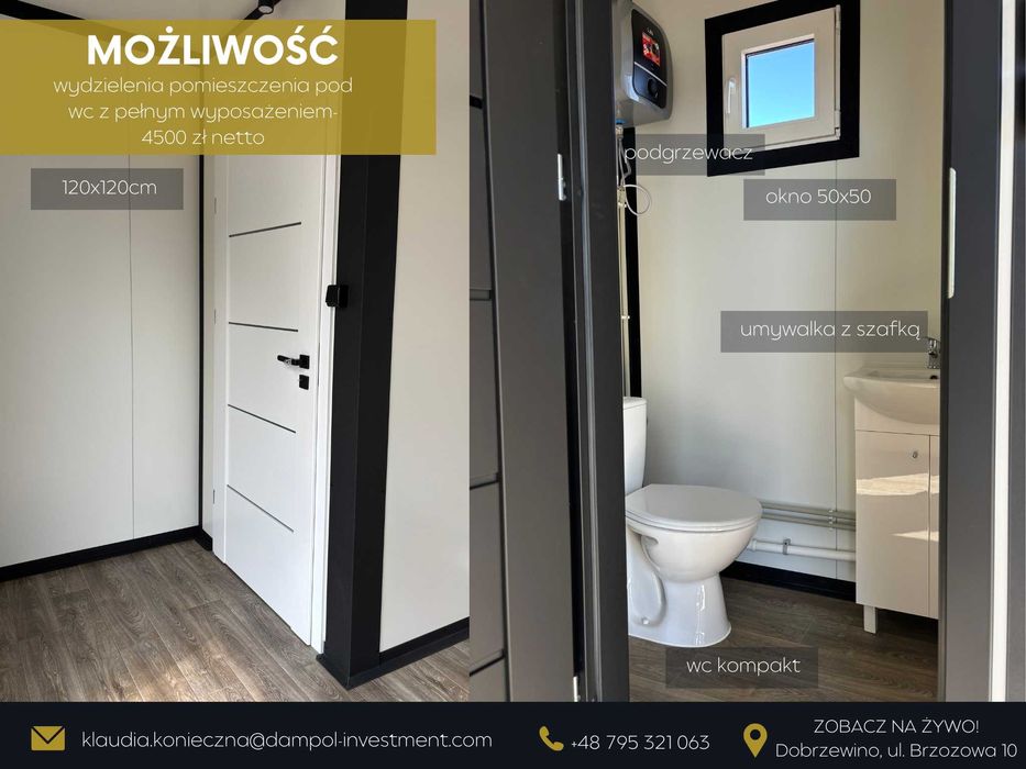 nowoczesny pawilon biurowy 21m2/ 7x3m/ sklep/ salon beauty/ groomer