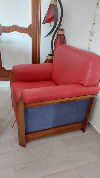 Conjunto de 3 sofás em pele