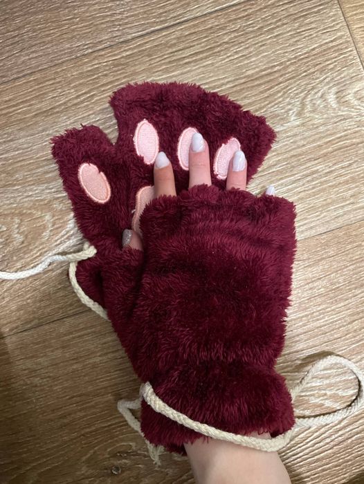 Рукавички лапки з мотузкою м’які рукавиці без пальців