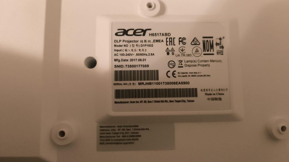 Projetor Acer Full HD / 3D DLP