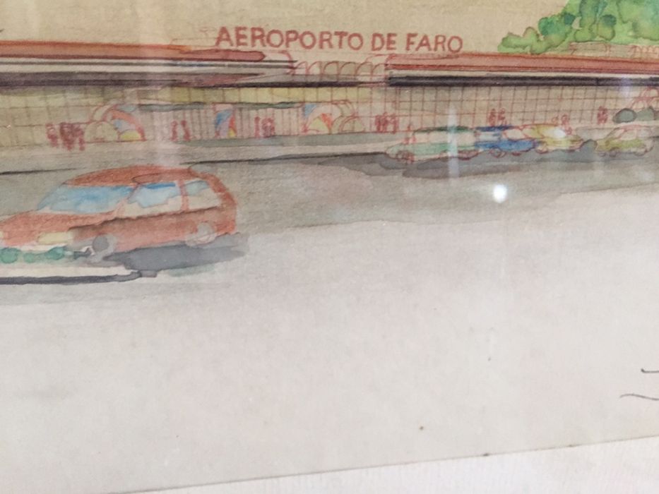 Pintura Aguarela do novo aeroporto de Faro