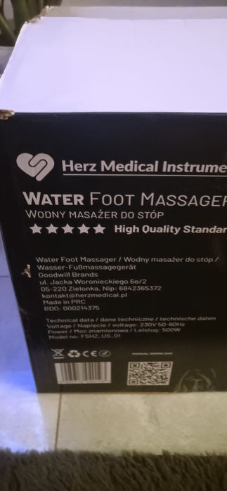 Masażer wodny do stóp, hydromasaż herz medical