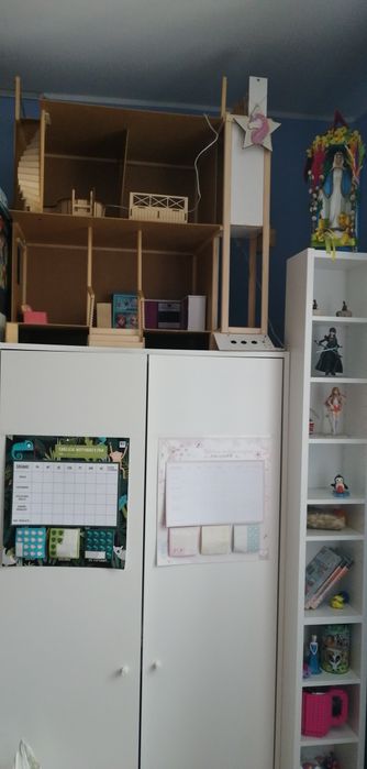 Pilne - Dom duży dla lalek handmade elektryczna winda i światła mebelk