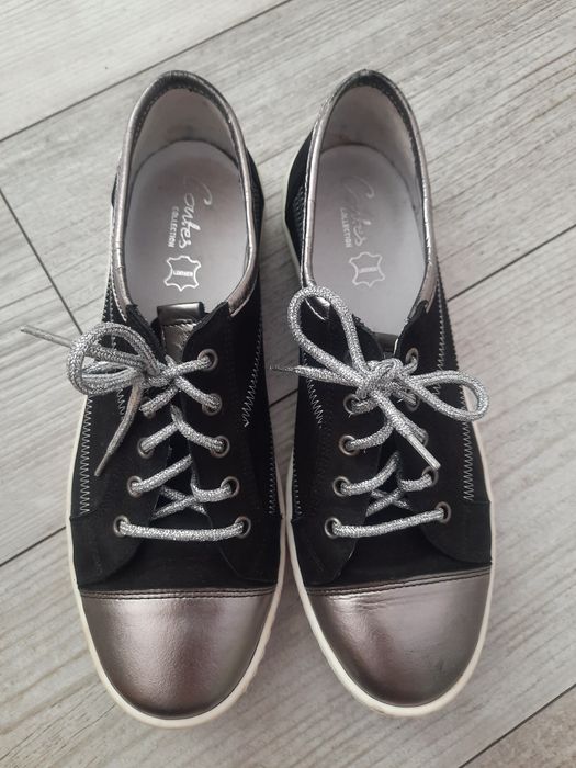 Contes półbuty buty tenisówki trampki skórzane czarne skóra 40