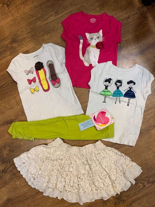 детская одежда Carters футболка юбка лосинки на 4-5-6 лет
