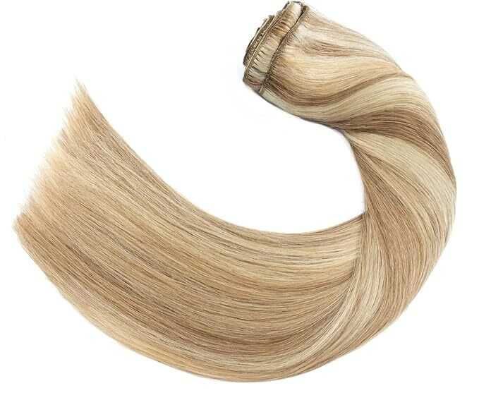 Волосся на шпильках треси прямі  (набір) блонд  пшеничний мелірований