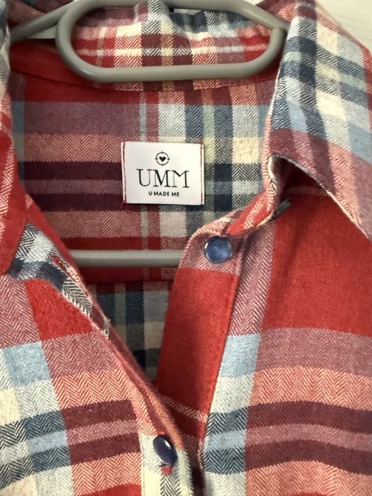 UMM koszyla dluga w krate rozowa flanelowa XS-S