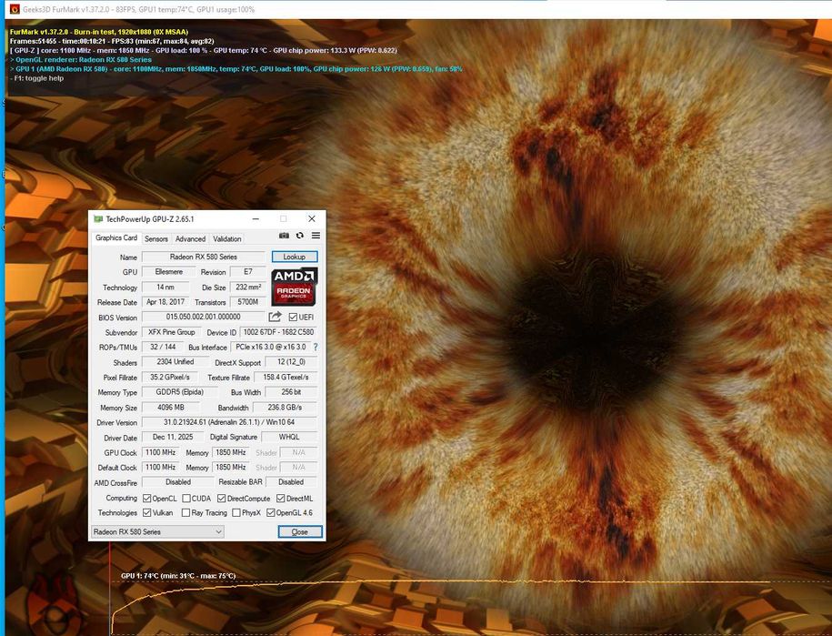 ігрова відеокарта RX580 4GB 256bit XFX GTS XXX edition. Trade-in