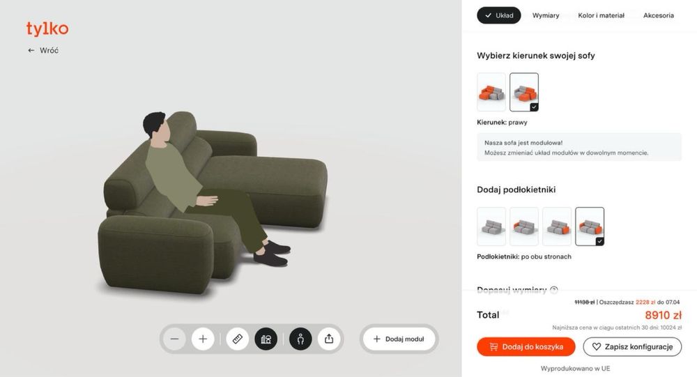 Nowy modułowy narożnik / sofa marki Tylko