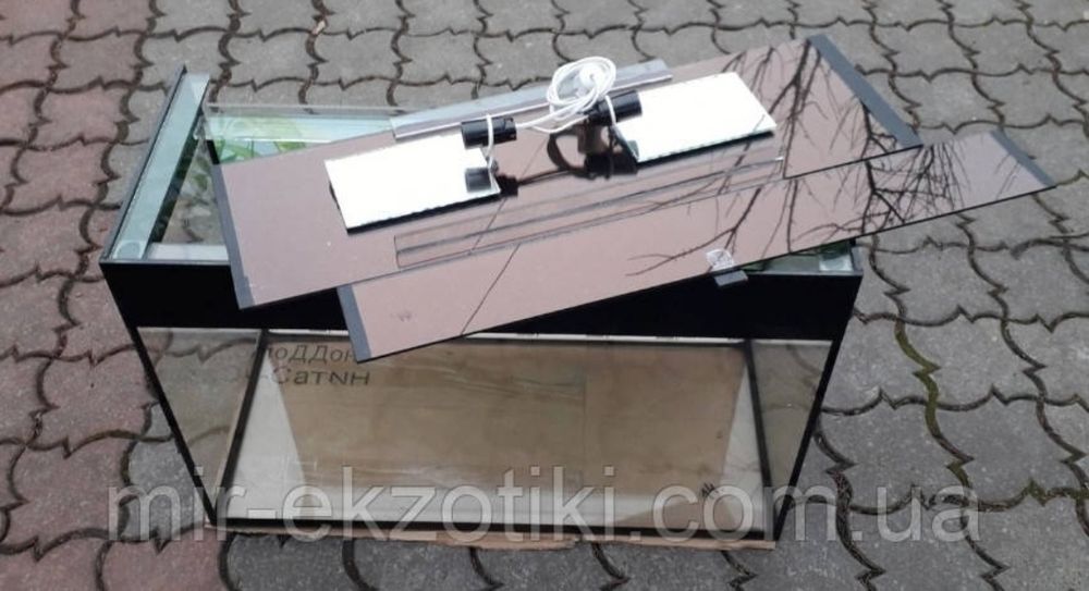 Акваріум 100л з кришкою + задній фон + світло (патрони  е14 2шт) НОВИЙ
