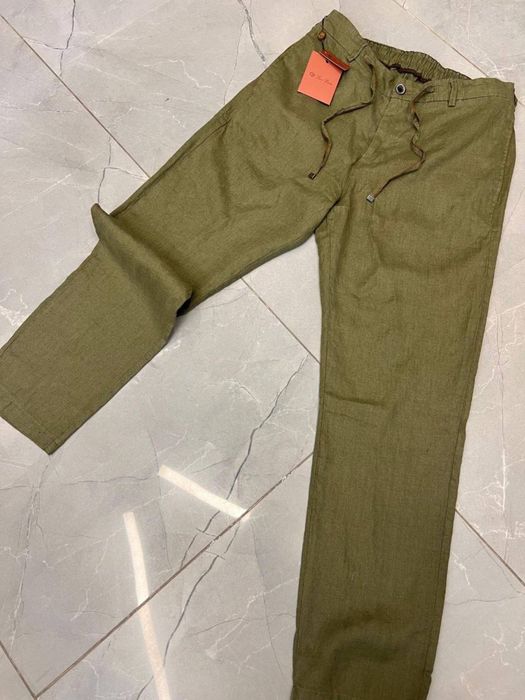 Брюки Loro Piana хакі чоловічі лляні брюки лоро піана лляні хакі