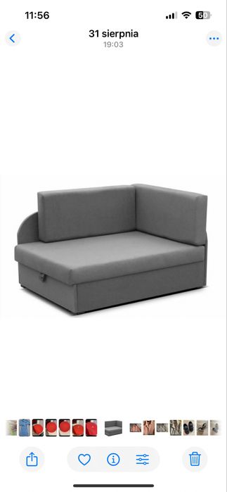 Łóżko dzieciece sofa rozkladana na 2 z poduchami pojemnik na posciel