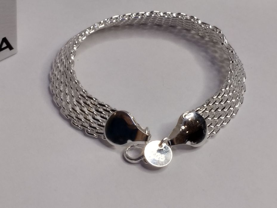 Bransoletka szeroka siatka 925srebro nowa na prezent Walentynki