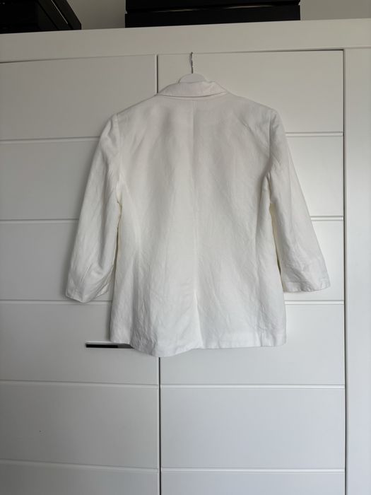 Biała lniana marynarka żakiet H&M 40