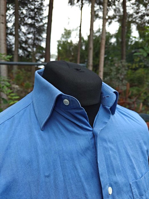 Ermenegildo Zegna niebieska gładka koszula M L 15 39 1/2