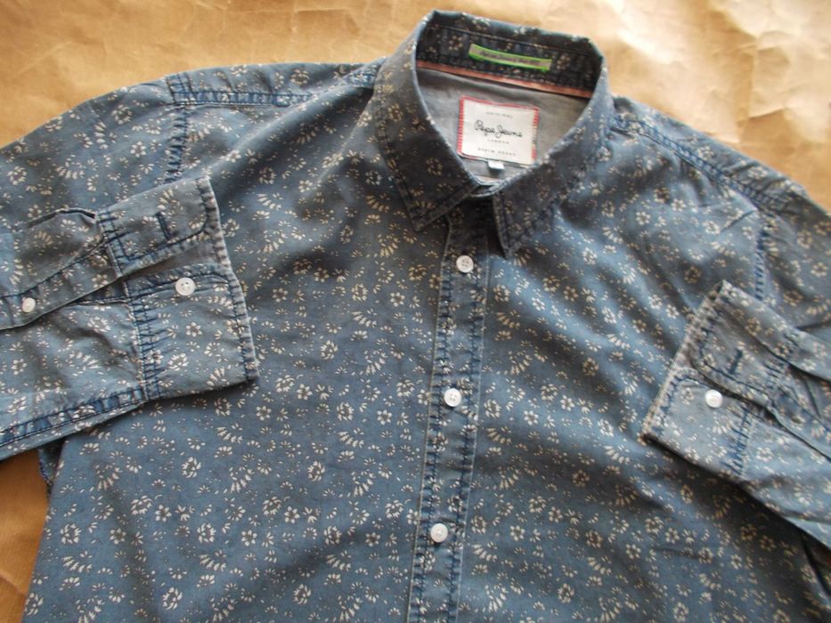 -L- PEPE JEANS PREMIUM DENIM Designerska Koszula Męska L 41 cm UK