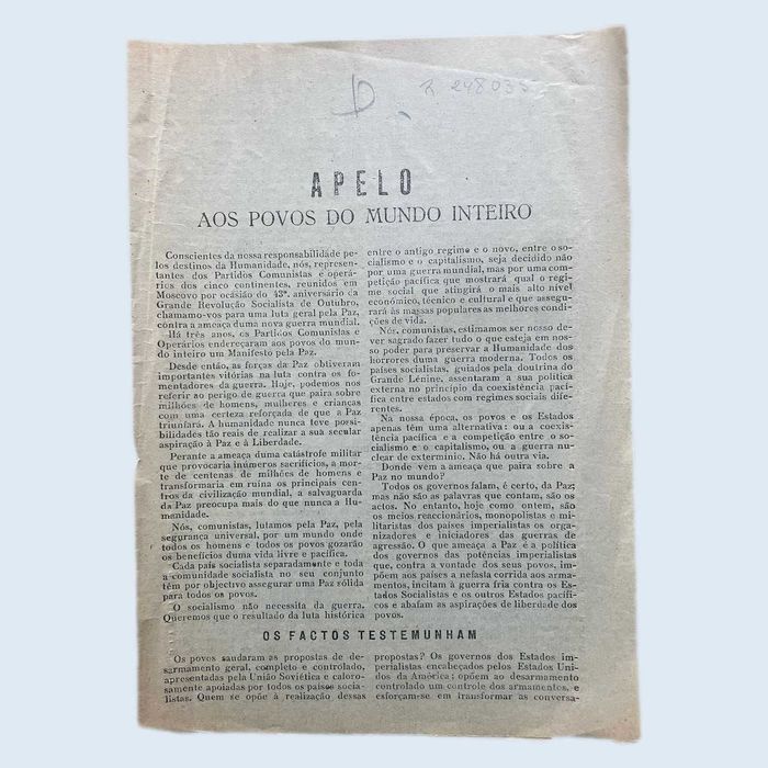 Apelo aos Povos do Mundo Inteiro - PCP