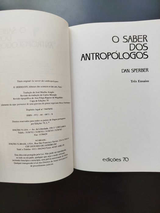O Saber dos Antropólogos - Dan Sperber
