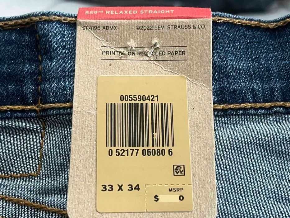 джинси нові Levis 559 L33 W34