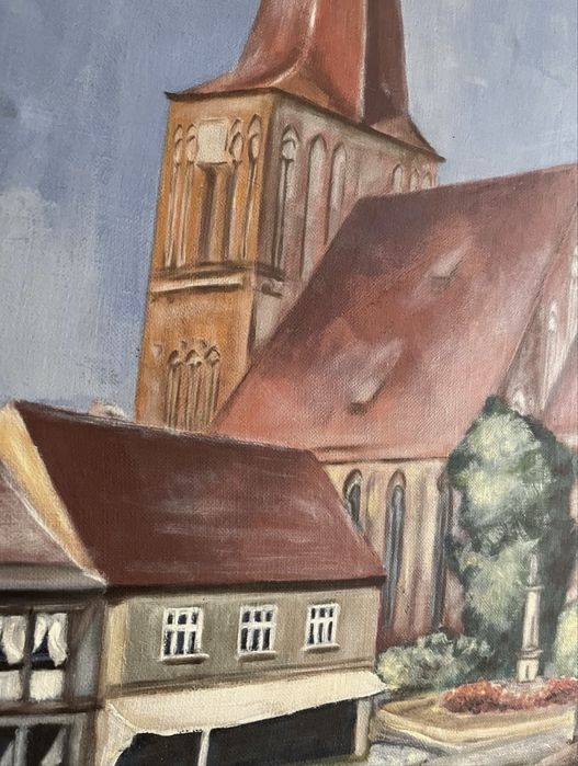Wielki obraz olejny na płótnie - 1988r Drawsko Pomorskie