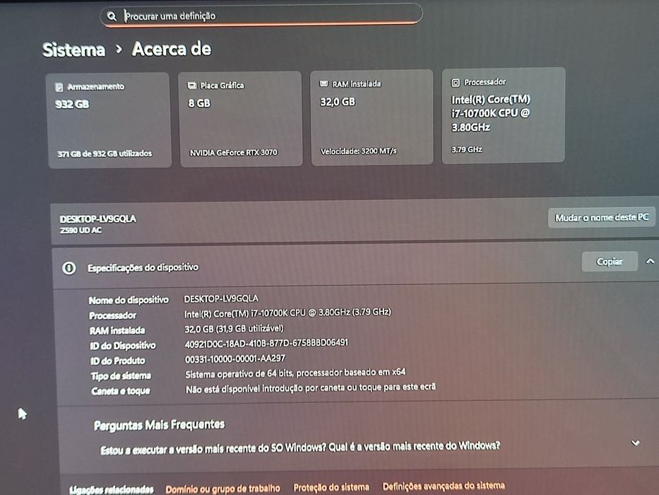 I7-10700k / RTX 3070 8GB / 32GB RAM Aceito Retoma