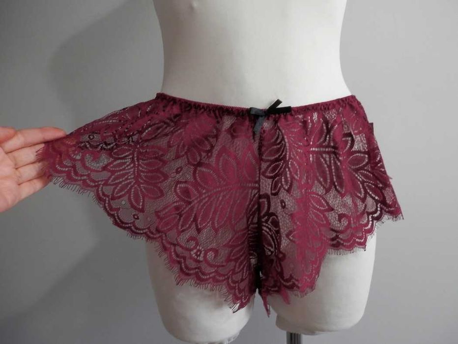 Majtki Figi Brazyliany Bikini Koronkowe Bordowe Elastyczne Seven’ti