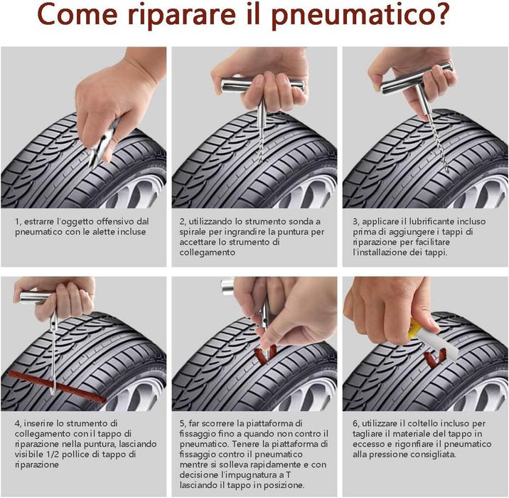 Kit reparação pneu automóvel com 22 acessórios e estojo NOVO