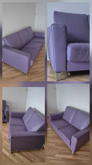 Zestaw dwóch kanap skórzanych Kler