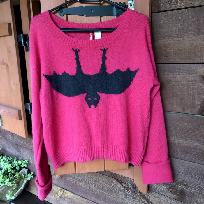 Ciepły sweter różowy z nietoperzem rozmiar 38.