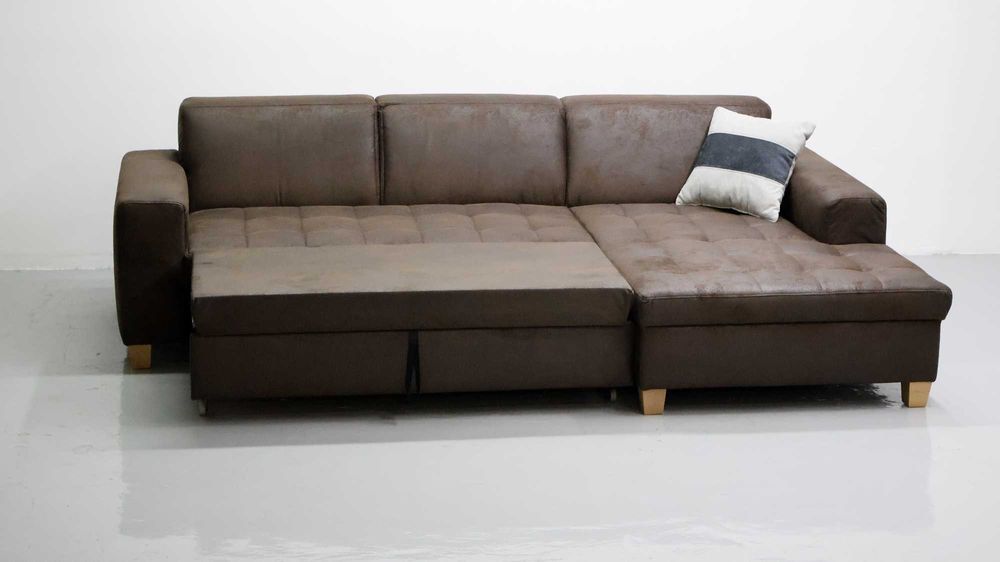 TPX Narożnik funkcją spania brązowy kanapa rogówka sofa przypomina skó