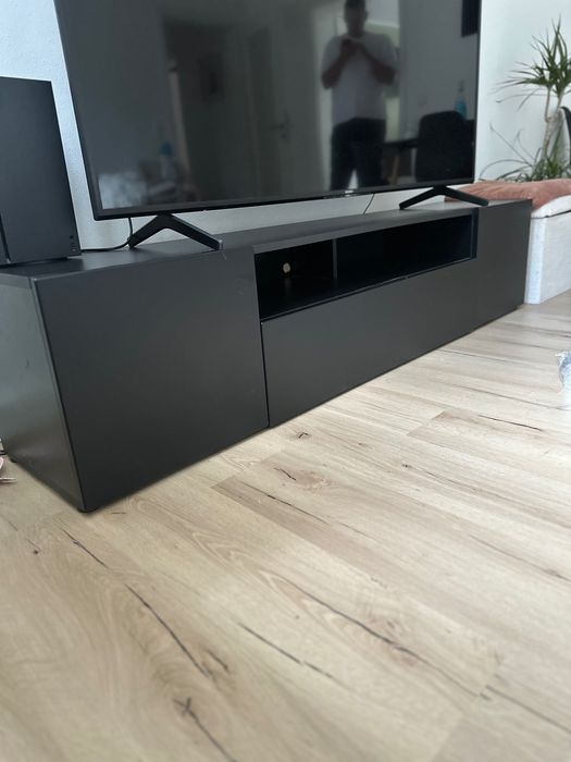 Szafka RTV czarny mat,  181 × 39 × 35 cm