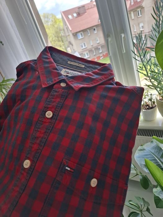 Przepiekna koszula L Hilfiger Denim firmowa w kratkę 100 % bawełn