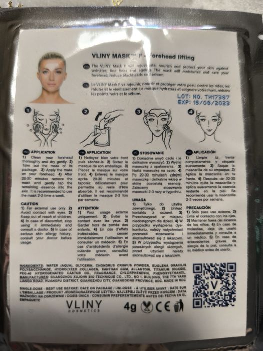 Vliny -  F - lifting czoła maska 8 szt