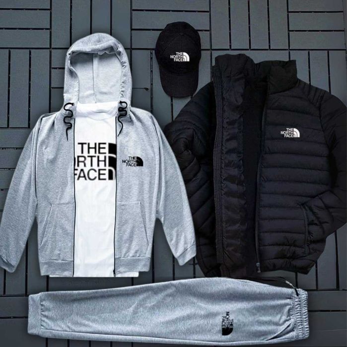 TNF North Face костюм, футболка, кепка, куртка комплект 5в1 ТНФ кофта