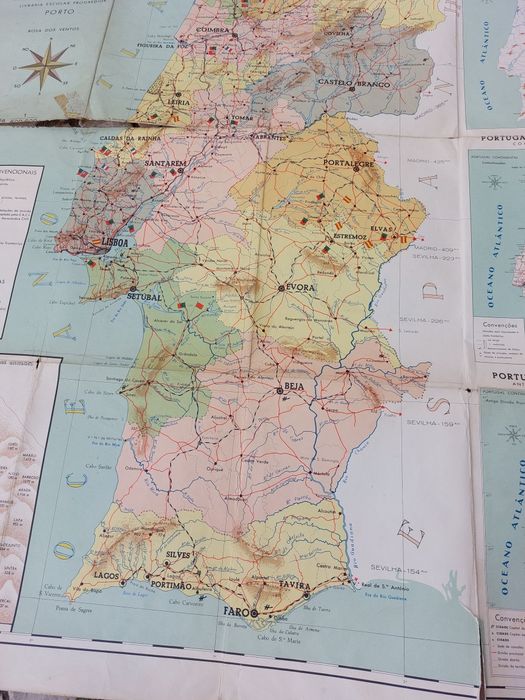 Mapa carta de Portugal, de 1965 escala 1/600, de Manuel Pinto Sousa
