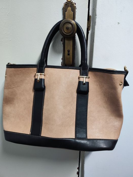Bolsa tote bege e preto