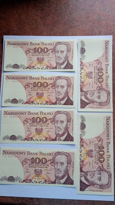 100 zł prl banknot sztywne