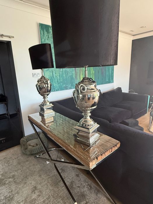 Lampa Stojąca Ekskluzywny designn Błyszcząca metalowa podstawa .2 x